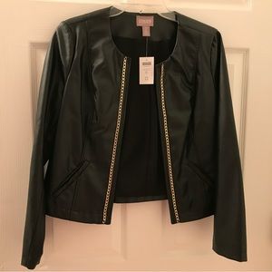 Chicos Black Faux Leather Jacket